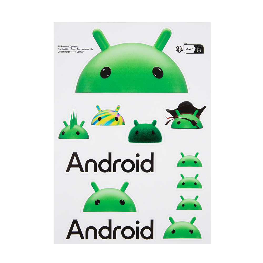 Android A5 Sticker Sheet - Google Merch Shop | Official Google Merch Shop