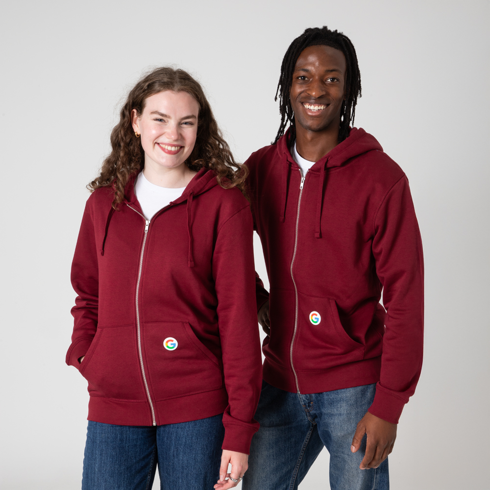 Super G Unisex Zipped Burgundy Hoodie